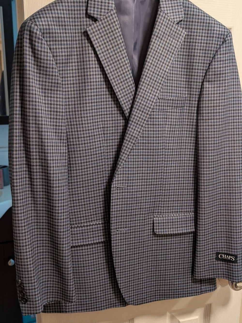Chaps Men's Blue and Gray Glen Plaid Sport Coat